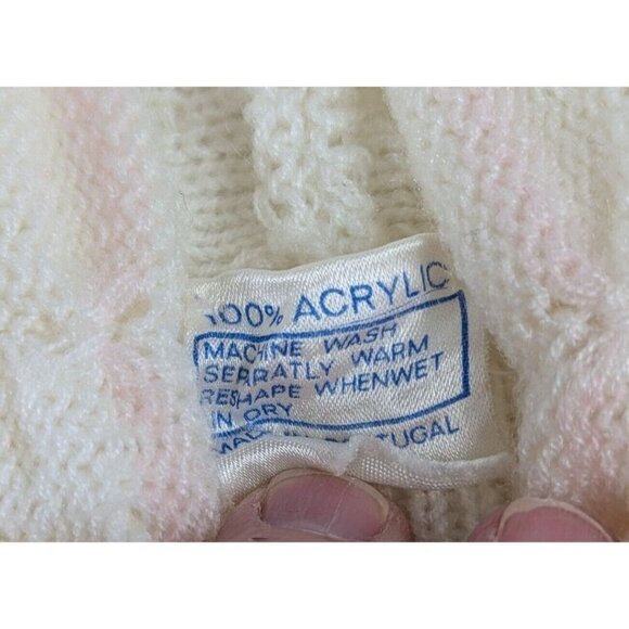 Vintage Made In Portugal Baby Girl 3 Month Hooded Sweater Set Acrylic 2 Piece - Picture 10 of 15